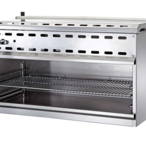 Cookline Cheese Melter/Salamander Broiler, natural gas, 36"W, (1) 30,000 BTU gas infrared burner, 3⁄4” NPT rear gas connection, three rack positions, manual control, zinc alloy knob with chrome coating, oil collector at the bottom, 250° to 550°F temperature range, standby pilot, 30,000 BTU, NSF, cETLus, ETL-Sanitation