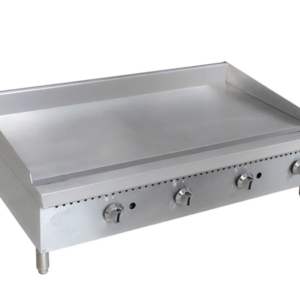 Cookline Griddle, countertop, 60"W x 19"D cooking surface, 5/8" thick polished stainless steel griddle plate, (4) steel U-shape burners, front grease trough, standby pilot, thermostatic controls, stainless steel drip tray, stainless steel splash guard, includes: gas regulator, stainless steel front & sides, adjustable legs, 150,000 BTU, NSF, cETLus, ETL-Sanitation