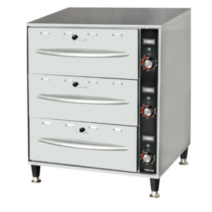 Prepline Drawer Warmer, 27.75"W, three-drawer, indicator lamp and vent controls, 80-220°F temperature range, adjustable feet, stainless steel construction, (3)12"x 20"x 6" stainless steel pan included, 120v/60hz/1ph, 11.25 amps, 1350W, NEMA 5-15P, NSF