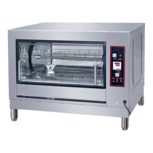 Cookline Rotisserie Oven, gas, countertop, 39-4/5" W, 12/16 chicken capacity, tempered glass door, bakelite handle, 86° to 572°F temperature range, interior lighting, independent burner control, drip tray & drain, includes: (4) stainless steel spits, adjustable legs, stainless steel exterior, 220v/60/1-ph, 25.4 amps, cord, NEMA 5-20P, CE