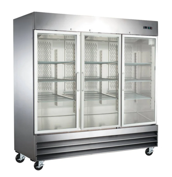 Coldline Refrigerator, reach-in, three-section, 80-7/8"W, 72.0 cu. ft. capacity,