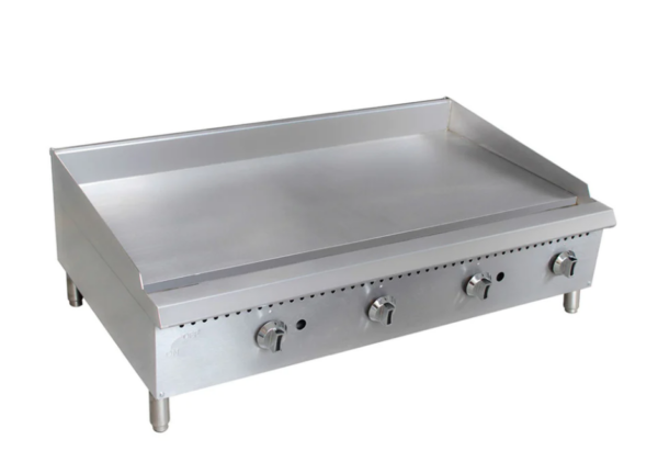 Cookline Griddle, countertop, 60"W x 19"D cooking surface, 5/8" thick polished stainless steel griddle plate, (4) steel U-shape burners, front grease trough, standby pilot, thermostatic controls, stainless steel drip tray, stainless steel splash guard, includes: gas regulator, stainless steel front & sides, adjustable legs, 150,000 BTU, NSF, cETLus, ETL-Sanitation