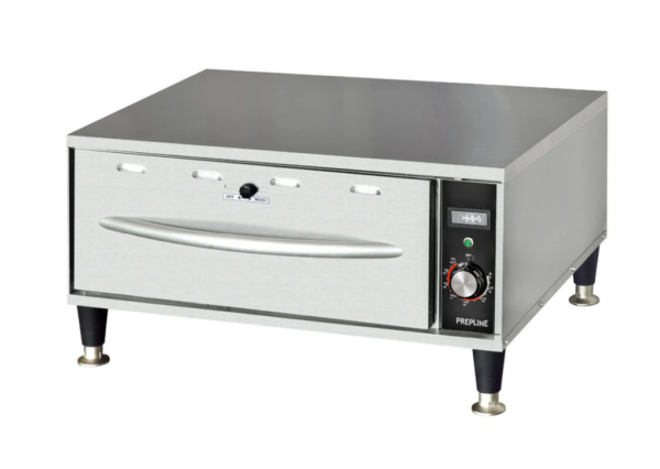 Prepline Drawer Warmer, 27.75"W, one-drawer, indicator lamp and vent controls, 80-220°F temperature range, adjustable feet, stainless steel construction, (1)12"x 20"x 6" stainless steel pan included, 120v/60hz/1ph, 3.75 amps, 450W, NEMA 5-15P, NSF