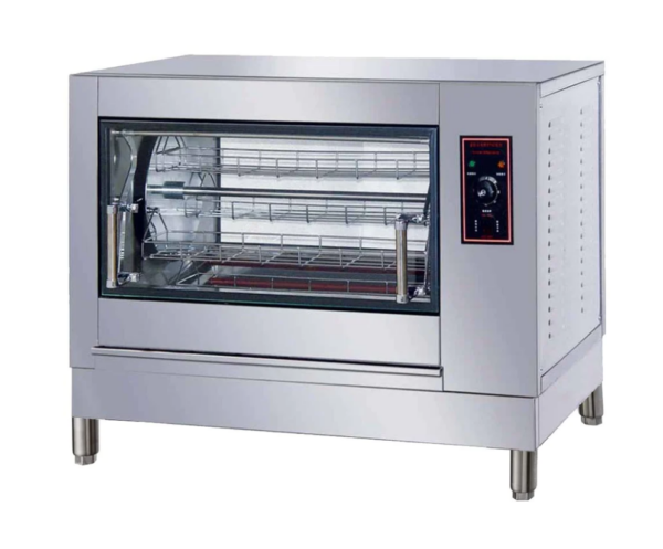 Cookline Rotisserie Oven, electric, countertop, 39-4/5" W, 12/16 chicken capacity, tempered glass door, bakelite handle, 86° to 572°F temperature range, interior lighting, independent burner control, drip tray & drain, includes: (4) stainless steel spits, adjustable legs, stainless steel exterior, 220v/60/1-ph, 25.4 amps, cord, NEMA 5-20P, CE