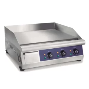 Prepline Electric Countertop Griddle, 30" W, thermostatic control, thick polished steel plates, removable drip tray, 3-1/4" front grease trough & chute, 3" side & rear splash guards, 150-572° F temperatrure range, 4" nickel plated steel legs, stainless steel front panel, power ON/OFF indicator light, 220-240v/60hz/1ph, 4.5kwh, NEMA 6-20P, CE